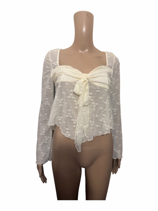 Cider Tops - Cider Sheer Cream Ruffled Blouse